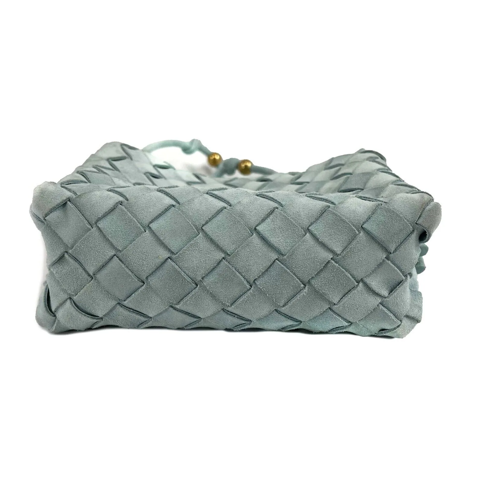 Bottega Veneta - Loop Small Intrecciato Washed Teal / Gold Leather Crossbody