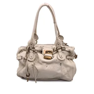 Chloe Beige Off White Leather Large Paddington Bag Tote Satchel