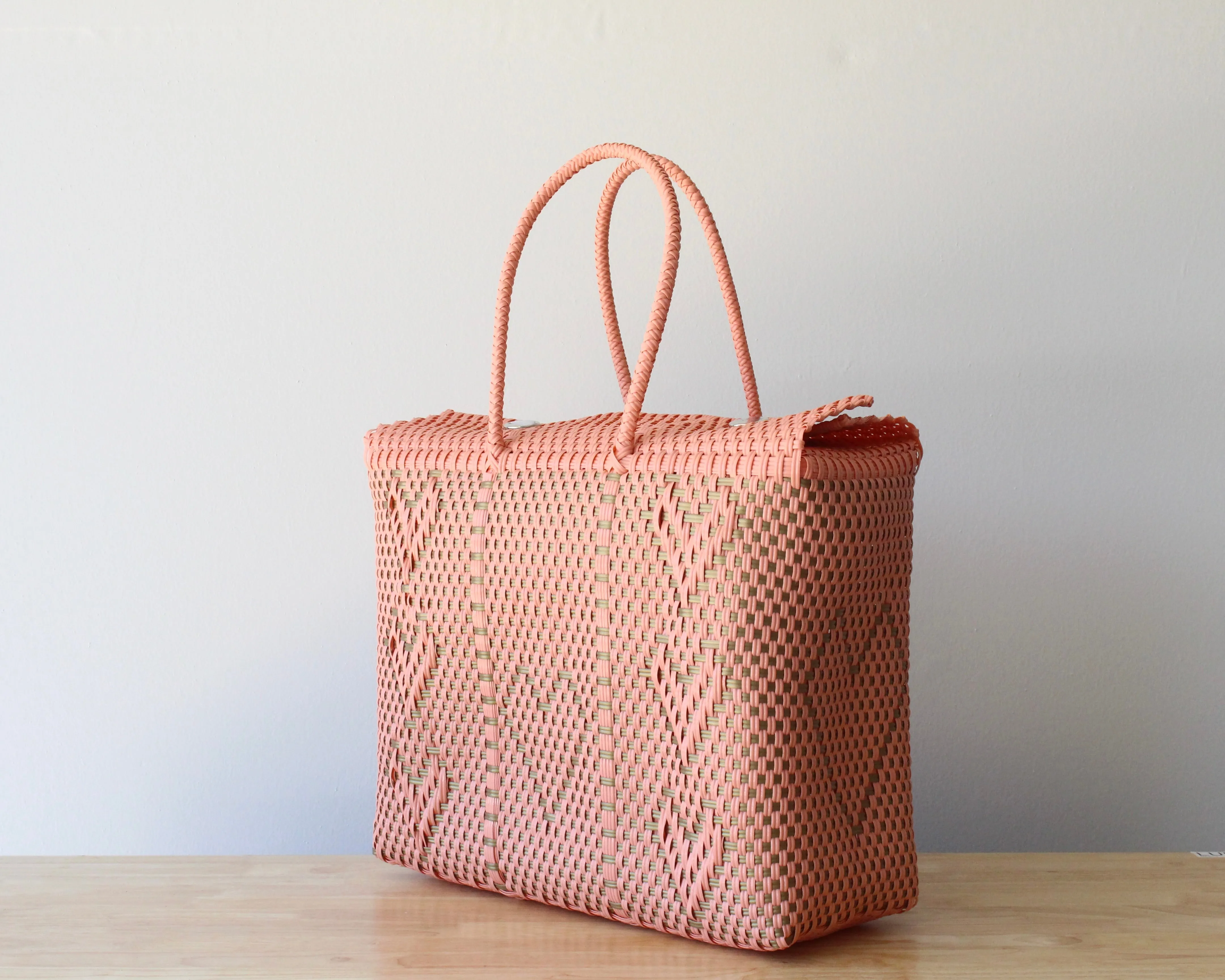 Coral & Gold Mexican Basket by MexiMexi