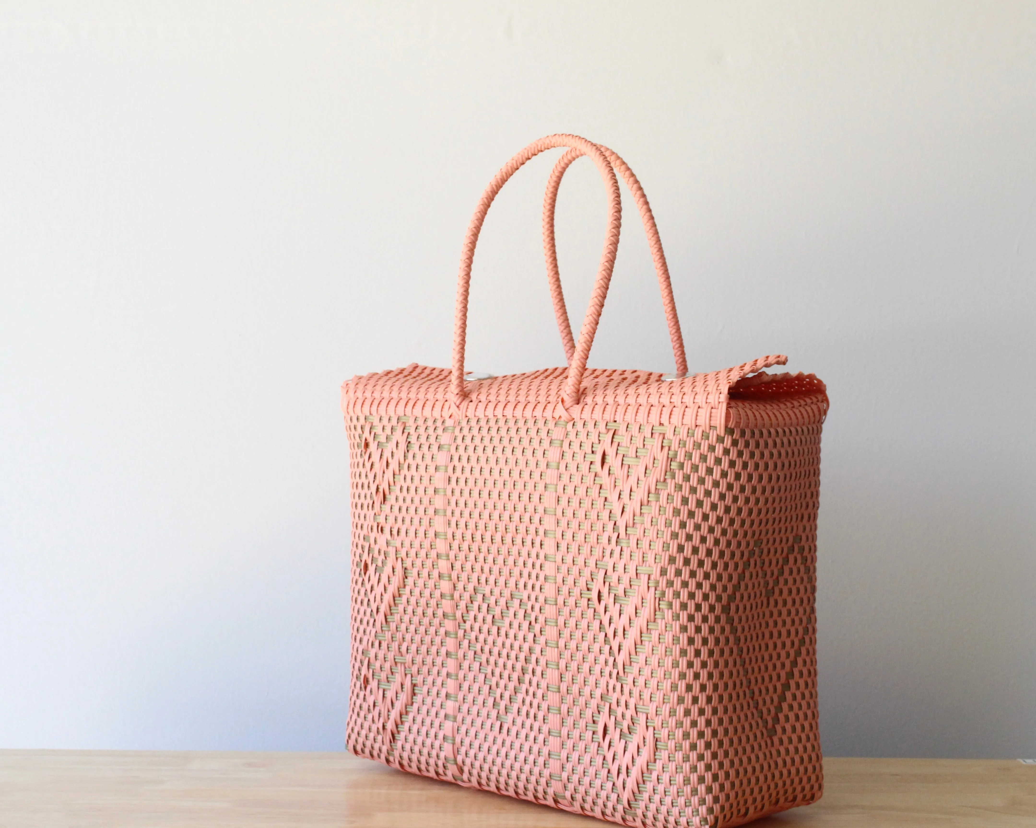 Coral & Gold Mexican Basket by MexiMexi