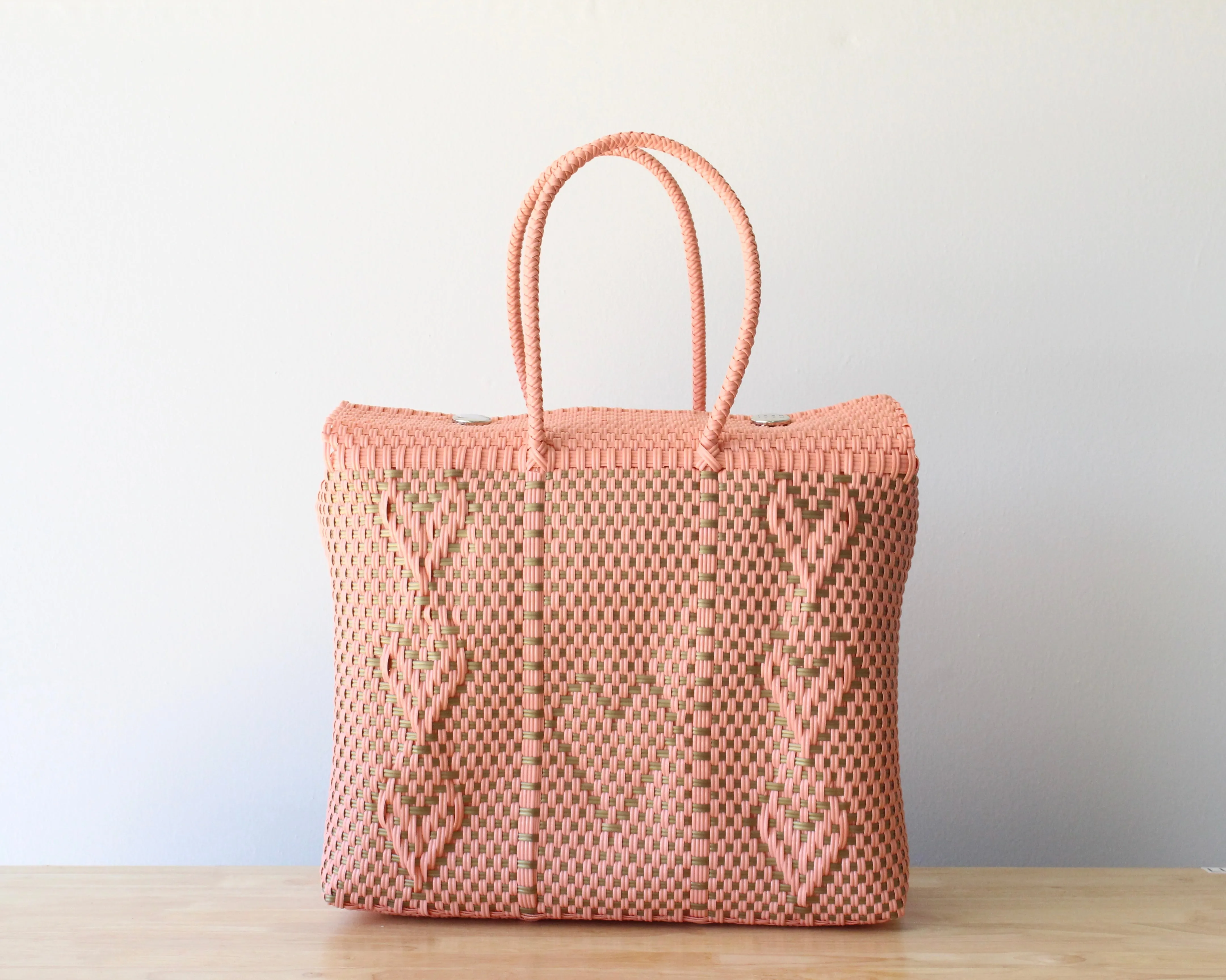 Coral & Gold Mexican Basket by MexiMexi