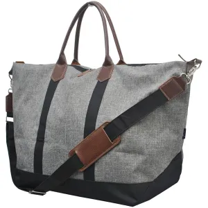 Large Gray Crosshatch Weekender Bag by NGIL