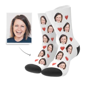 Custom Face Socks With Heart For Men and Women