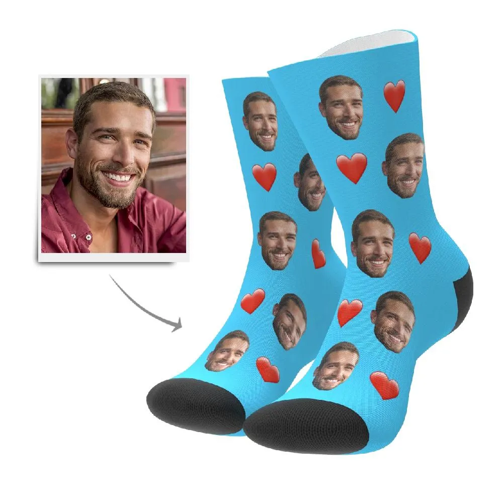 Custom Face Socks With Heart For Men and Women