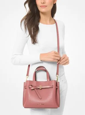 Emilia Luxury Small-Sized Pebbled Leather Satchel Bag
