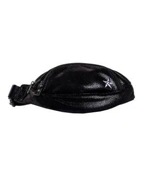 Faux Suede in Black Adult Rebel Fanny Pack with Black Zipper