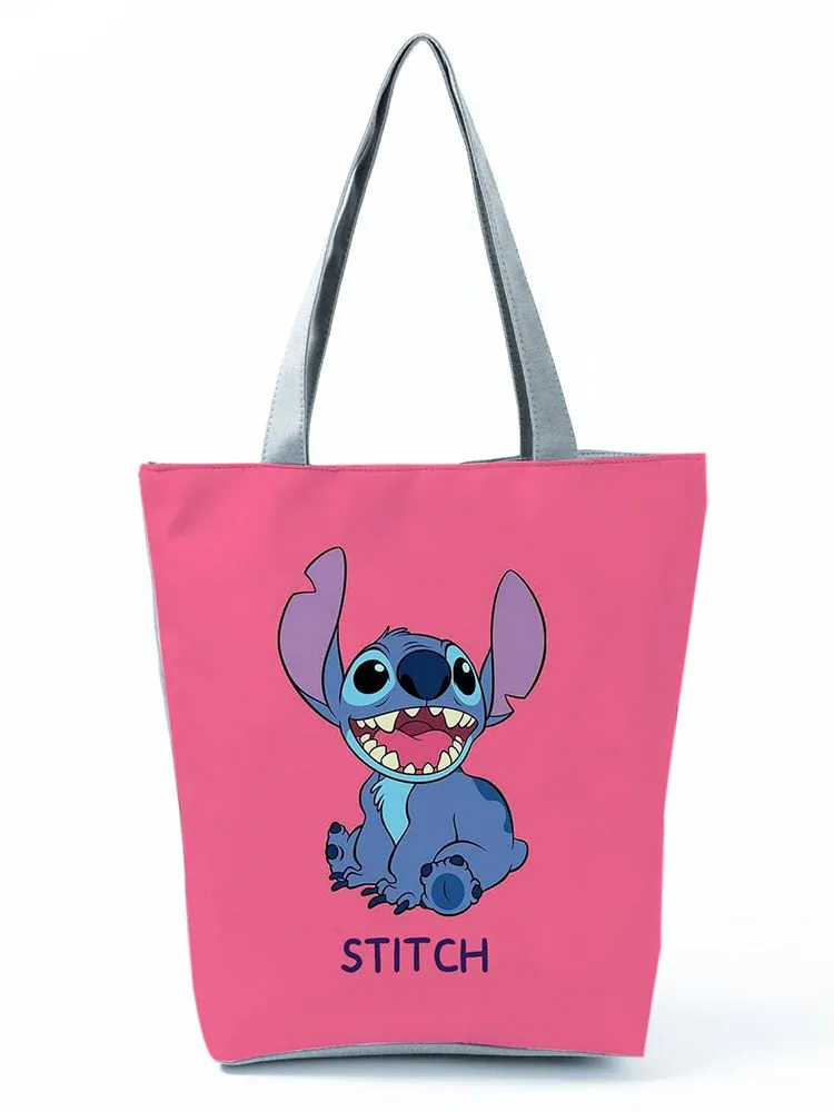 Lilo Stitch Printed Handbag Disney Animation High Capacity Reusable Shoppaing Bag Cartoon Beach Tote Bag Wholesale Dropshipping