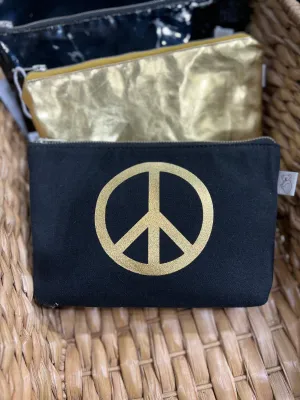 Makeup Bag  - Peace Sign in Gold Foil NEW!