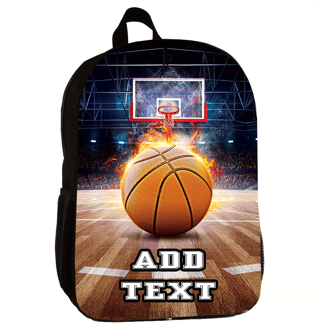 Personalized Backpacks, Lunch Bags, Duffel Bags, or Water Bottles with Full-Color - Basketball Court