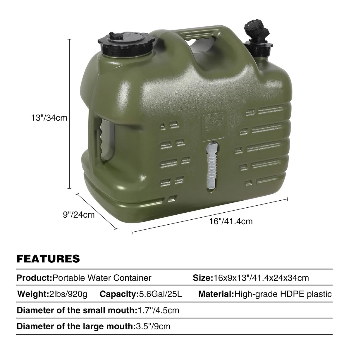 Portable Camping Water Container with Spigot and Wheels