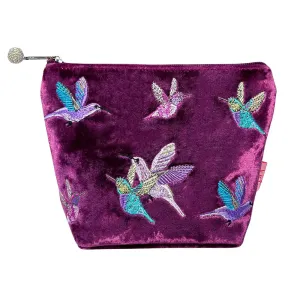 Lua PU288 Designer Cosmetics Purse - Elegant Plum Hummingbird Pattern