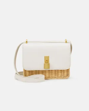 Reegent Padlock Detail Rattan Xbody Bag Ecru