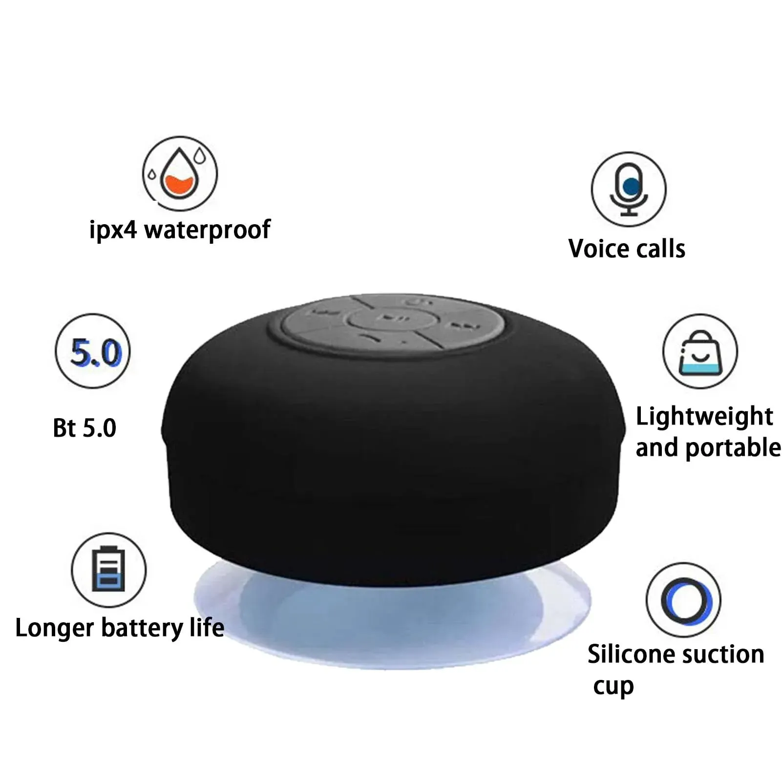 Shower Mini Waterproof Speaker With Suction Cup Deep And Comfortable Bass Ideal Wireless Speakers For Outdoor Pool Bathroom