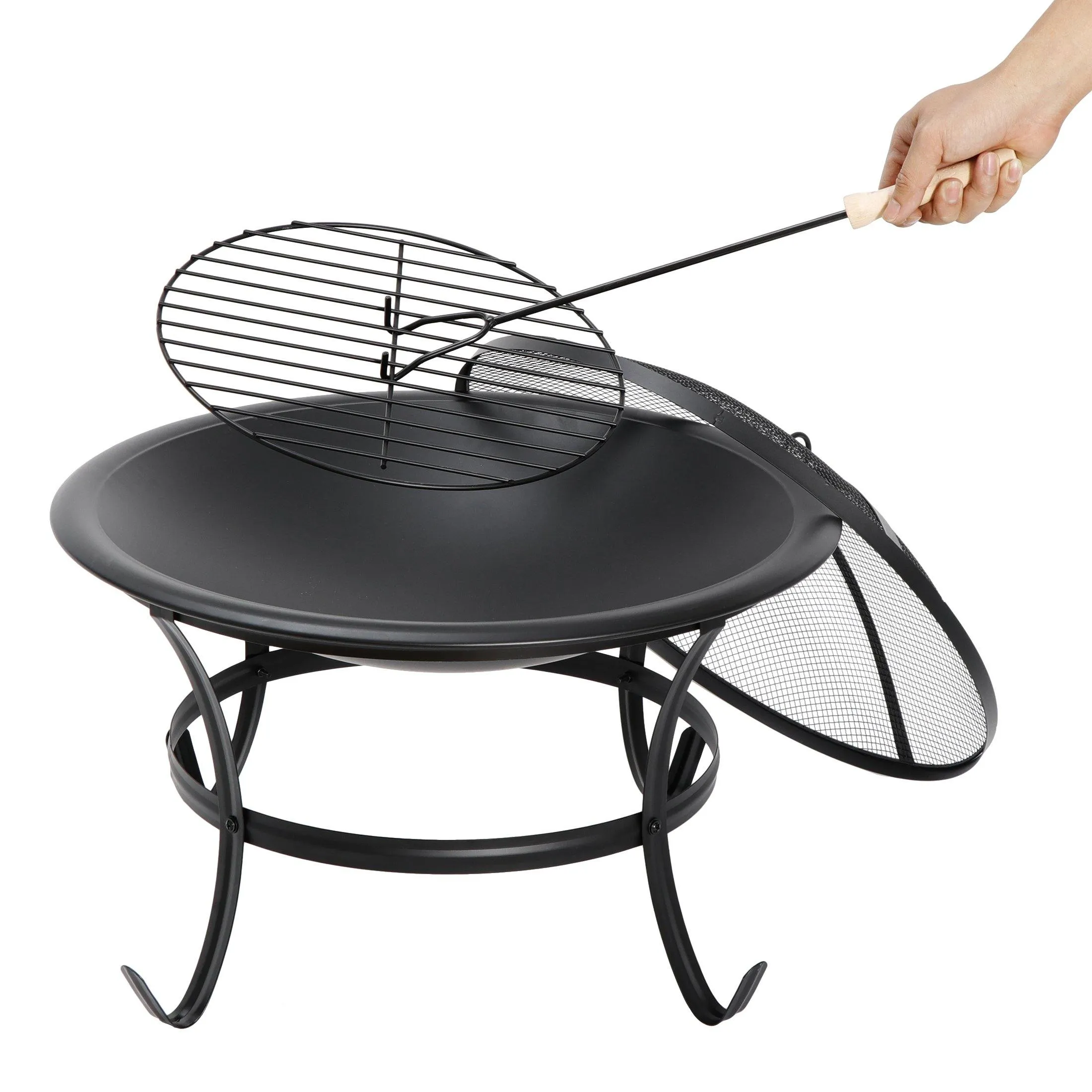 ZENY™ 22’’ Outdoor Fire Pits Patio Fire Bowl BBQ Grill Firepit for Backyard Camping Picnic Bonfires